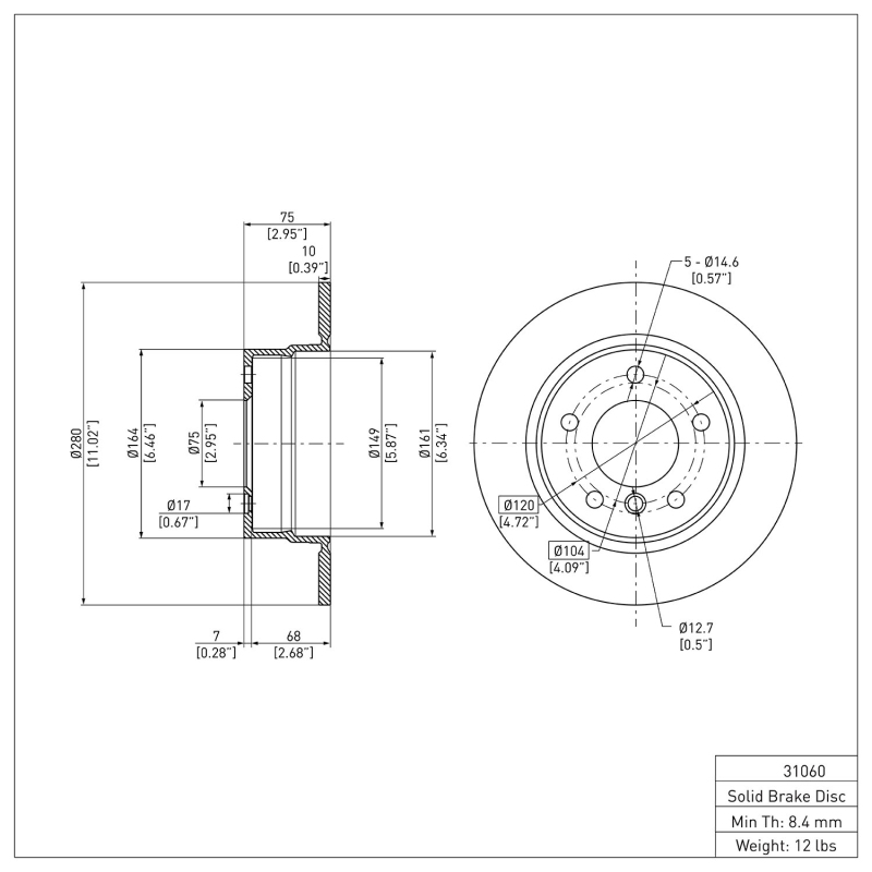 BMW Z4 Brake Rotor (1) - Rear - R1 Concepts - Plain - `03-`06